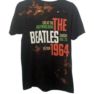 The Beatles 1964 Hollywood Bowl Reworked Bleached Distressed T-Shirt - Small